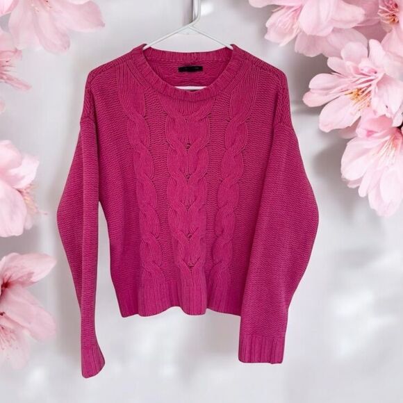 American Eagle Cable Knit Crew Neck Sweater Pink Womens XS - Picture 1 of 5